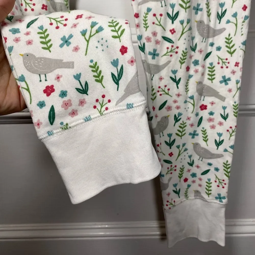 MINI BODEN Kids Bird & Flowers Print Long Sleeve Pajama Sleepwear Lounge Set 11Y